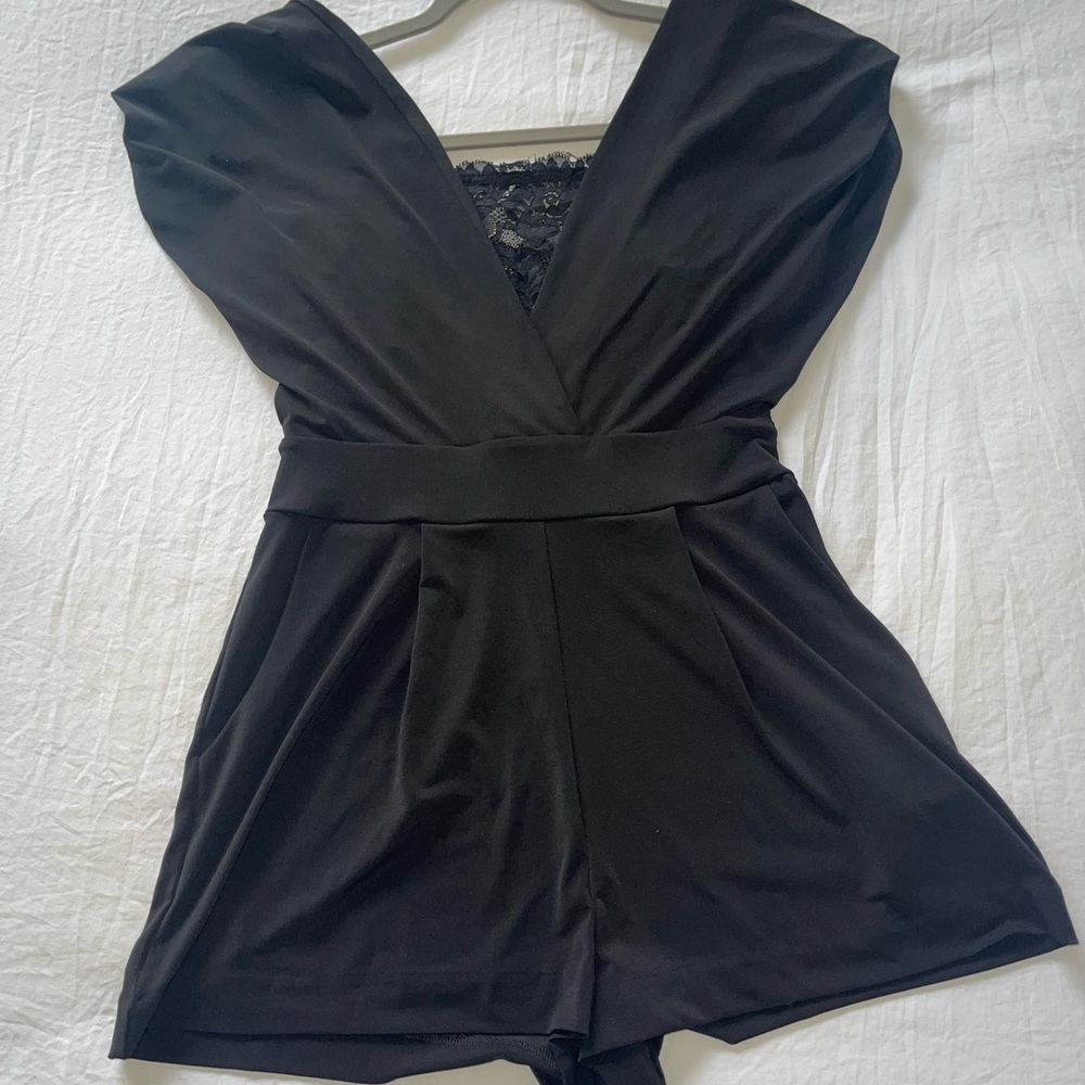 GUESS Jet Black Lace Mix romper